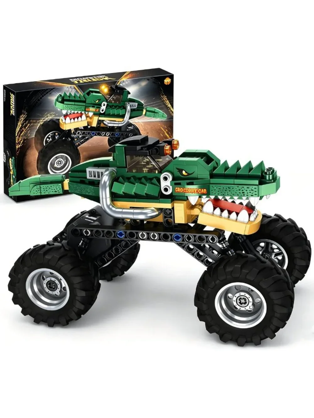 Monster Crocodile Truck Toy for Kids - Fun Building Set for Boys & Girls, Green